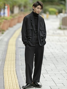 「ブラック」｜「アイテム（セットアップ）」を使った、admix_japanさん（メンズ・182cm）の秋コーディネート