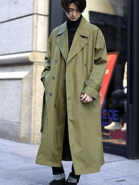 「アイテム（トレンチコート）」を使った、admix_japanさん（メンズ・182cm）の春コーディネート
