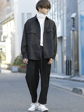 「ブラック」｜「アイテム（セットアップ）」を使った、admix_japanさん（メンズ・182cm）の春コーディネート