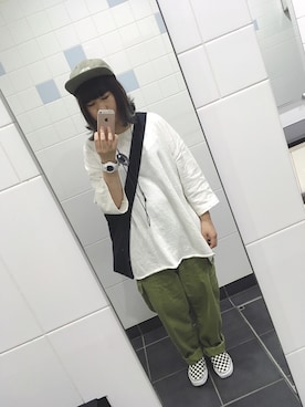「マーガレット・ハウエル(MARGARET HOWELL)」｜「アイテム（帽子）」を使った、mさん（レディース・155cm）の夏コーディネート