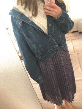 「Right-on（ライトオン）のアイテム（デニムジャケット）」を使った、Yumさん（レディース・165cm）の冬コーディネート