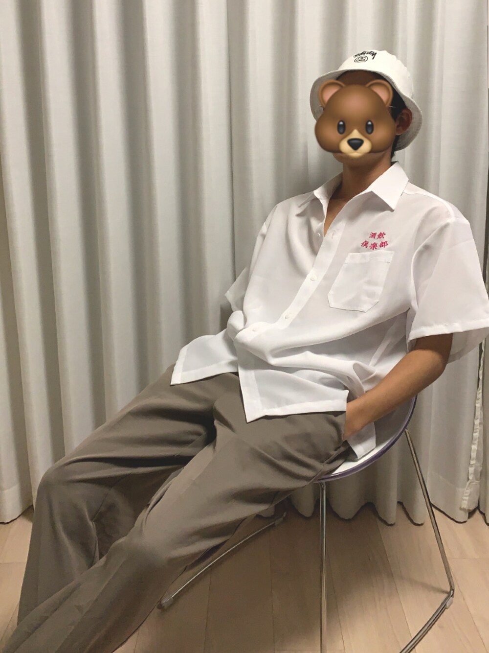 「ラフ、オーバーサイズ、いいね、save、フォローお願いします🤑、夏コーデ、兄コーデ」｜「CLUB SAKENOMITAIのアイテム（シャツ/ブラウス、ホワイト系）」を使った、くたんさん（メンズ・178cm）の春コーディネートの1枚目の写真