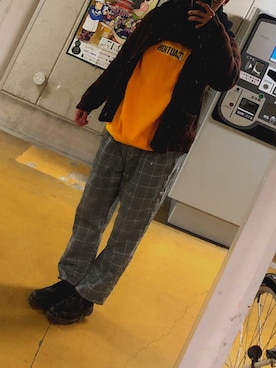 「FR2」｜「アイテム（スウェット）」を使った、ゲンキさん（メンズ・166cm）の冬コーディネート