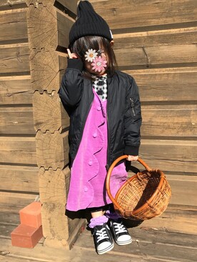 「アイテム（MA-1）」を使った、りぃちゃんさん（キッズ・100cm）の秋コーディネート