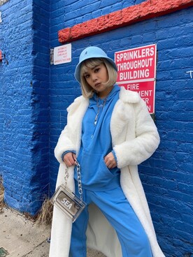 「blue」｜「アイテム（スウェット）」を使った、mayu1moさん（レディース・160cm）の春コーディネート