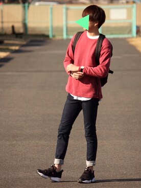 「Reebok（リーボック）のユニセックス リーボック インスタ ポンプフューリー ブラック Reebok INSTAPUMP FURY OG V65750（スニーカー）」を使った、シーマ 👟プチプラさん（メンズ・173cm）の春コーディネート