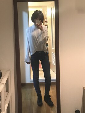 「ZARA（ザラ）のアイテム（デニムパンツ、ブルー系）」を使った、いのいのさん（レディース・159cm）の夏コーディネート