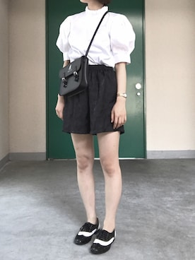 「VINTAGE（ヴィンテージ）のアイテム（パンツ、ブラック系）」を使った、いのいのさん（レディース・159cm）の夏コーディネート