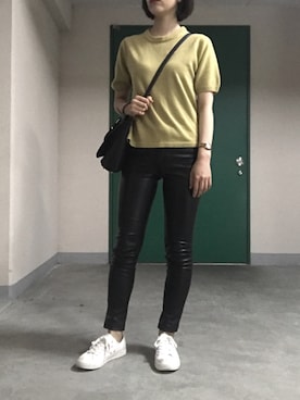 「H&M（エイチ・アンド・エム）のアイテム（パンツ、ブラック系）」を使った、いのいのさん（レディース・159cm）の秋コーディネート