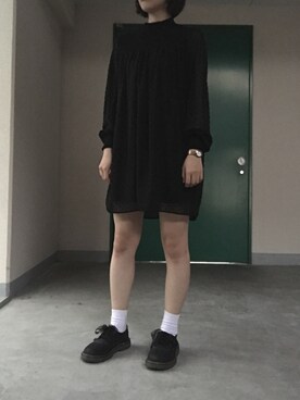 「ZARA（ザラ）のアイテム（ワンピース、ブラック系）」を使った、いのいのさん（レディース・159cm）の秋コーディネート