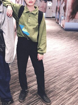 「VINTAGE（ヴィンテージ）のアイテム（トップス、グリーン系）」を使った、いのいのさん（レディース・159cm）の秋コーディネート