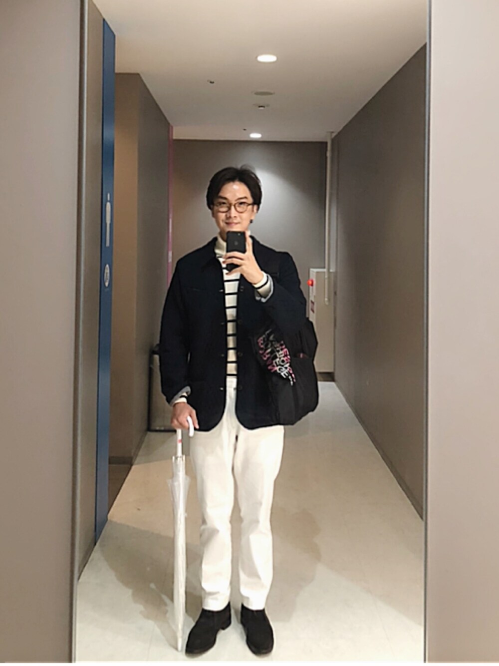 「crockett&jones、Ralph Lauren、eleventy、daily look、menswear、fukuoka」｜「MOSCOTのアイテム（メガネ、ベージュ系）」を使った、vinceさん（メンズ・180cm）の秋コーディネートの1枚目の写真