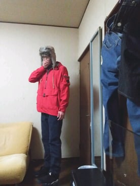 「WOOLRICH（ウールリッチ）のアイテム（マウンテンパーカー）」を使った、yu-taaさん（メンズ・182cm）の冬コーディネート