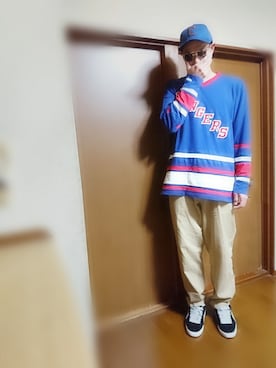 「ROTHCO（ロスコ）のアイテム（チノパンツ）」を使った、yu-taaさん（メンズ・182cm）の春コーディネート