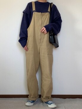 「rectangle（レクタングル）のアイテム（オールインワン・サロペット）」を使った、M。さん（レディース・149cm）の冬コーディネート