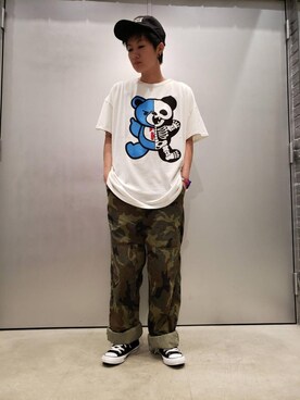 「ビックＴシャツ」｜「アイテム（サロペット/オーバーオール）」を使った、ISHIIさん（レディース・163cm）の夏コーディネート