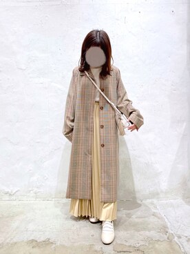 「niko and...（ニコアンド）のアイテム（ステンカラーコート）」を使った、うおちさん（レディース・150cm）の冬コーディネート