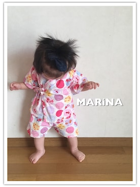 「お祭り」｜「アイテム（オールインワン・サロペット）」を使った、MARiNAさん（キッズ・80cm）の夏コーディネート