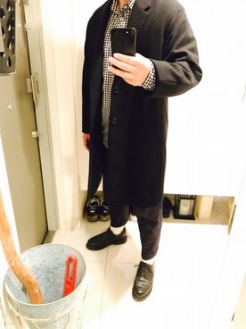 「JOURNAL STANDARD relume（ジャーナルスタンダード　レリューム）のアイテム（チェスターコート）」を使った、KOKOJIさん（メンズ・158cm）の冬コーディネート
