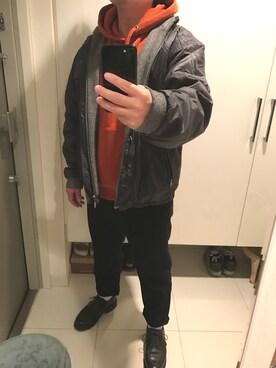 「MONCLER（モンクレール）のアイテム（ブルゾン）」を使った、KOKOJIさん（メンズ・158cm）の秋コーディネート