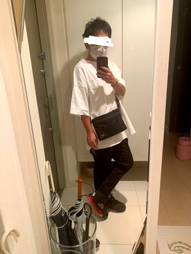 「ZOZO（ゾゾ）のスリムテーパードデニムパンツ（パターンオーダー）／ブラック［MEN］（デニムパンツ）」を使った、KOKOJIさん（メンズ・158cm）の秋コーディネート