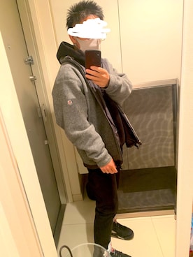 「MONCLER（モンクレール）のアイテム（ナイロンジャケット）」を使った、KOKOJIさん（メンズ・158cm）の冬コーディネート
