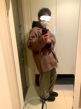 「ADAM ET ROPE'（アダムエロペ）のアイテム（その他アウター）」を使った、KOKOJIさん（メンズ・158cm）の冬コーディネート