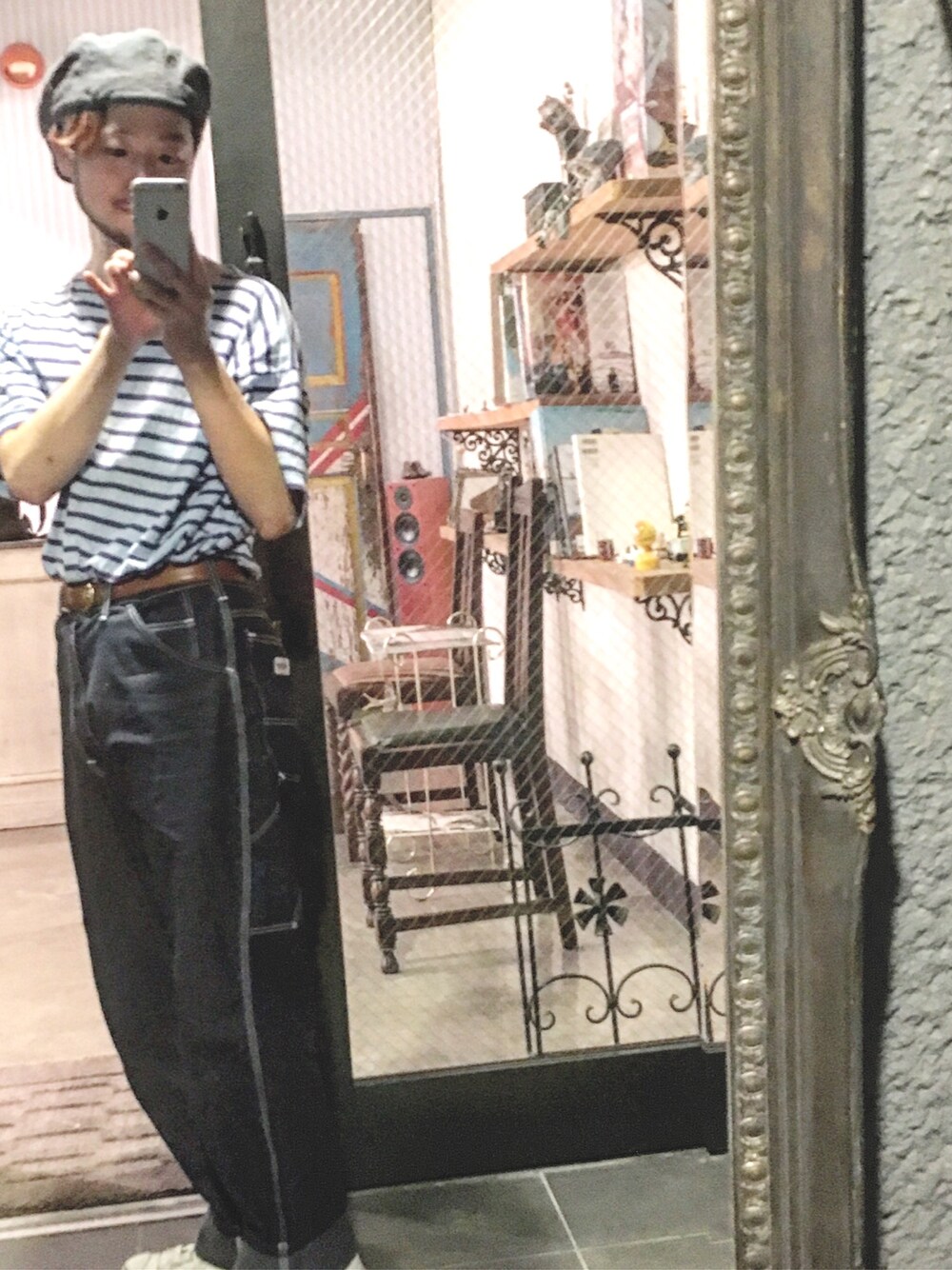 「ハレ(HARE)、ハレ、シンプル、マリン、デニム、カジュアル、デニムパンツ」｜「Dickiesのアイテム（デニムパンツ、ブルー系）」を使った、KOHNOさん（メンズ・162cm）の夏コーディネートの1枚目の写真