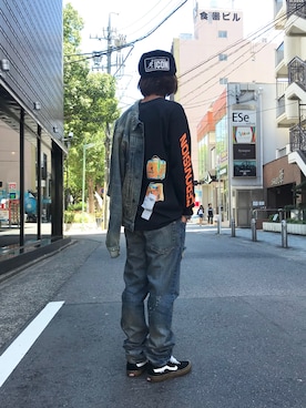 「DSQUARED2（ディースクエアード）のアイテム（ハンチング/ベレー帽）」を使った、よしやす(34歳)さん（メンズ・175cm）の夏コーディネート