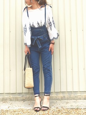 「NET（ネット）のアイテム（オールインワン・サロペット）」を使った、Sari☺︎さん（レディース・166cm）の夏コーディネート