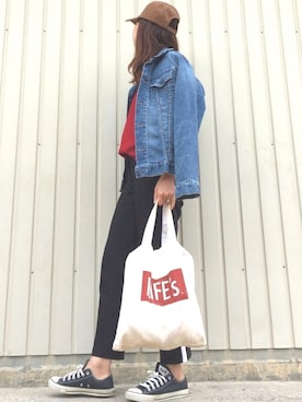 「運動会」｜「アイテム（ブルゾン）」を使った、Sari☺︎さん（レディース・166cm）の秋コーディネート