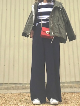 「アニエスベー」｜「アイテム（マウンテンパーカー）」を使った、Sari☺︎さん（レディース・166cm）の春コーディネート