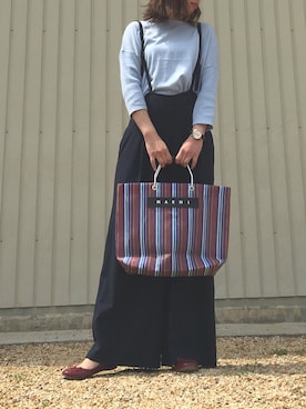「サックスブルー」｜「アイテム（その他シューズ）」を使った、Sari☺︎さん（レディース・166cm）の春コーディネート