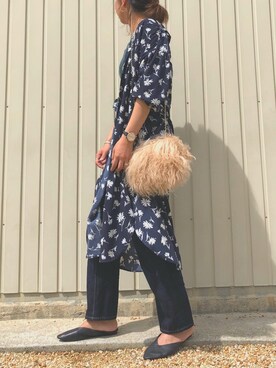 「リブニット」｜「アイテム（シャツワンピース）」を使った、Sari☺︎さん（レディース・166cm）の秋コーディネート