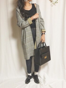 「ZOZO（ゾゾ）のスリムテーパードデニムパンツ［WOMEN］（デニムパンツ）」を使った、Sari☺︎さん（レディース・166cm）の秋コーディネート