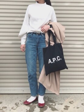 「zozoデニム」｜「アイテム（その他シューズ）」を使った、Sari☺︎さん（レディース・166cm）の春コーディネート