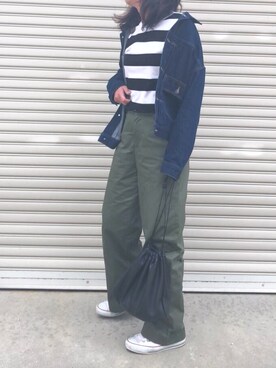 「平成最後のWEARISTAセンバツ」｜「アイテム（デニムジャケット）」を使った、Sari☺︎さん（レディース・166cm）の春コーディネート