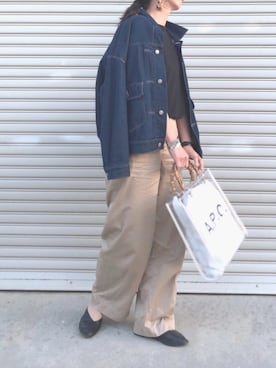 「ZOZO」｜「アイテム（デニムジャケット）」を使った、Sari☺︎さん（レディース・166cm）の春コーディネート