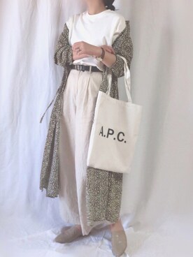 「ZOZO」｜「アイテム（シャツワンピース）」を使った、Sari☺︎さん（レディース・166cm）の春コーディネート