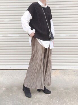 「Furryrate（ファーリーレート）のアイテム（パンツ）」を使った、Sari☺︎さん（レディース・166cm）の秋コーディネート