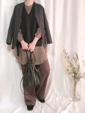 「プリーツバッグ」｜「アイテム（その他アウター）」を使った、Sari☺︎さん（レディース・167cm）の冬コーディネート