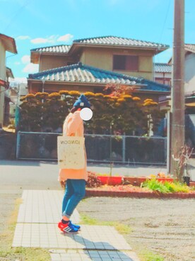 「GU（ジーユー）のアイテム（パンツ、ブルー系）」を使った、aoiさん（レディース）の冬コーディネート