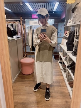 「earth music&ecology（アースミュージックアンドエコロジー）のアイテム（ワンピース）」を使った、なげちさん（レディース・157cm）の冬コーディネート