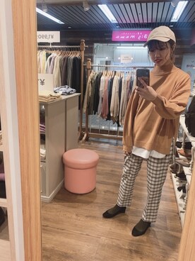 「earth music&ecology（アースミュージックアンドエコロジー）のアイテム（ニット/セーター）」を使った、なげちさん（レディース・157cm）の冬コーディネート