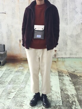 「アイテム（ポーチ、ホワイト系）」を使った、グシケン。さん（メンズ・166cm）の秋コーディネート