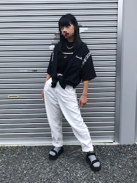 「Teva（テバ）のTeva / プラットフォーム ユニバーサル（サンダル）」を使った、Ree🍒さん（レディース・154cm）の夏コーディネート