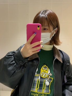 「スエット」｜「アイテム（ブルゾン）」を使った、Ree🍒さん（レディース・154cm）の秋コーディネート