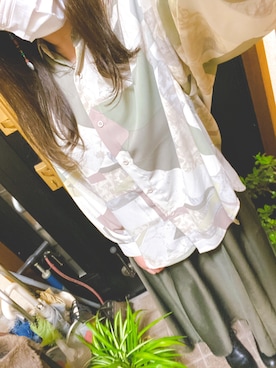 「柄シャツコーデ」｜「アイテム（ブーツ）」を使った、aym.さん（レディース・157cm）の春コーディネート