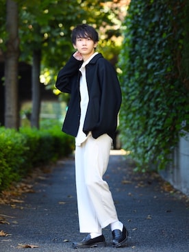 「Adoon plain（アドーンプレーン）のアイテム（ブルゾン）」を使った、加藤元気さん（メンズ・177cm）の秋コーディネート