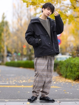 「epnok（エプノック）のアイテム（スウェット）」を使った、加藤元気さん（メンズ・177cm）の冬コーディネート